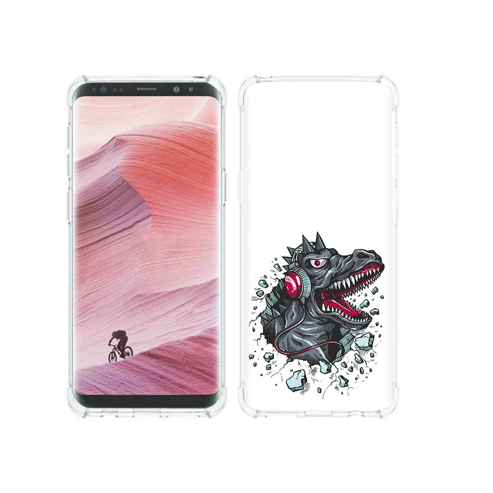 

Чехол MyPads Tocco для Samsung Galaxy S9 Нарисованный динозавр в наушниках, Прозрачный, Tocco