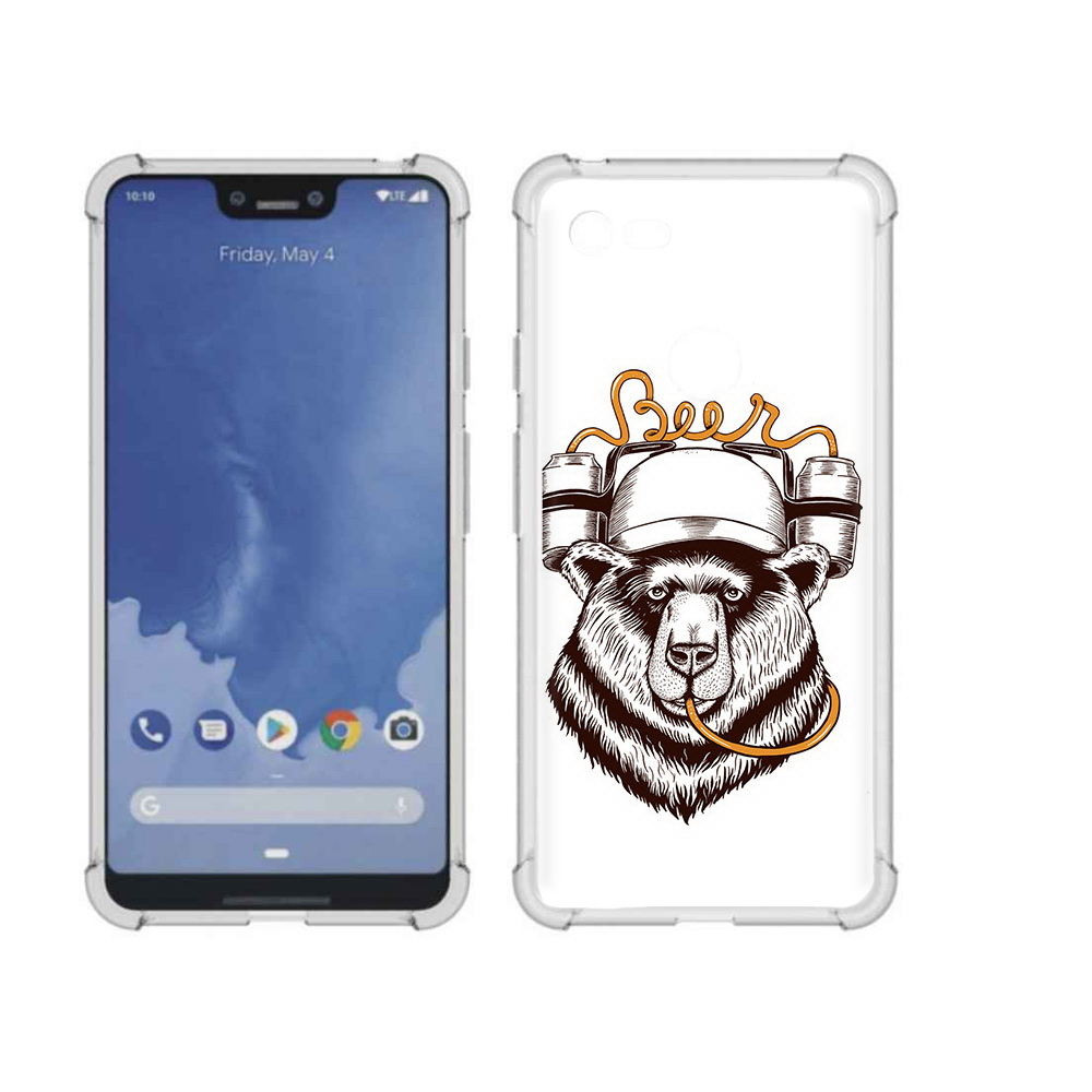 

Чехол MyPads Tocco для Google Pixel 3 XL пивной медведь, Прозрачный, Tocco