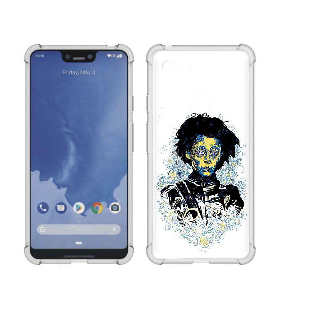 

Чехол MyPads Tocco для Google Pixel 3 XL парень черно-белый абстракция, Прозрачный, Tocco
