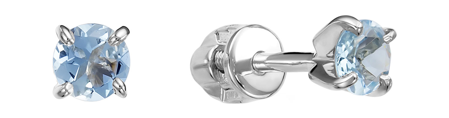 

Серьги-пусеты женские Vesna jewelry 4995-251-175-00 из белого золота, аквамарин, 4995-251-175-00