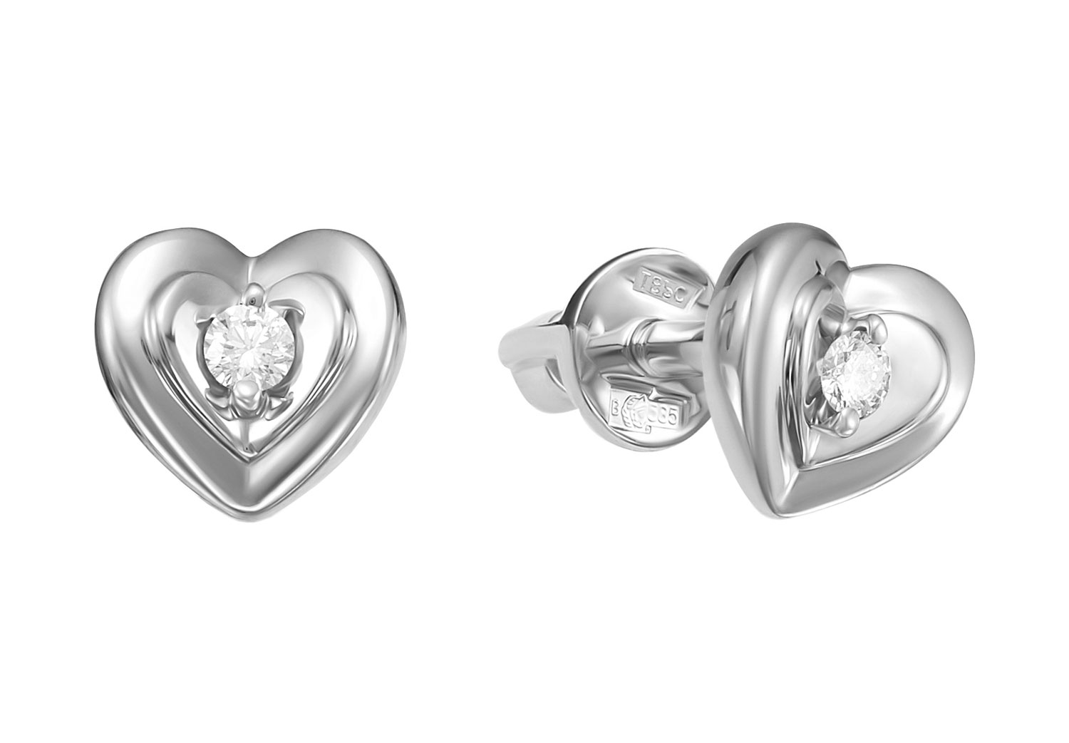 

Серьги-пусеты женские Vesna jewelry 4553-251-00-00 из белого золота, бриллиант, 4553-251-00-00