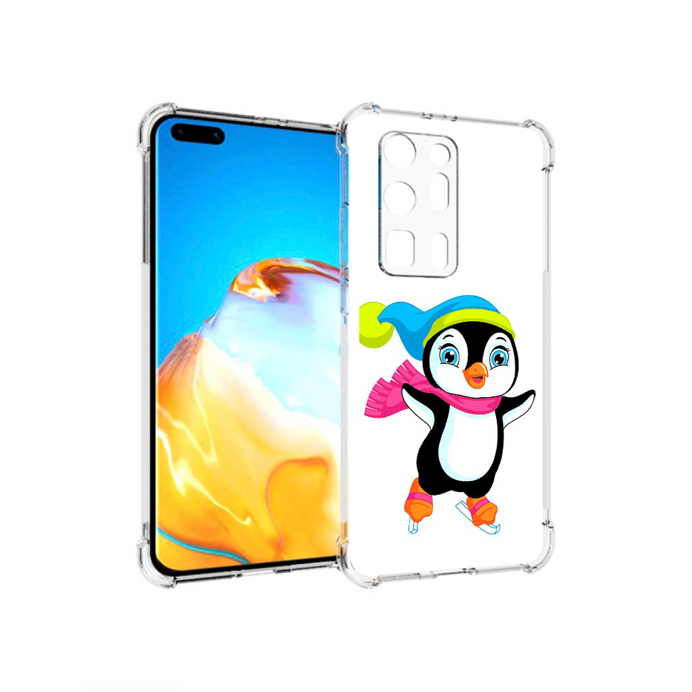 

Чехол MyPads Tocco для Huawei P40 Pro+ пингвин на коньках, Прозрачный, Tocco