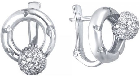 

Серьги женские Эстет 01S1210589 из белого золота, фианит, 01S1210589
