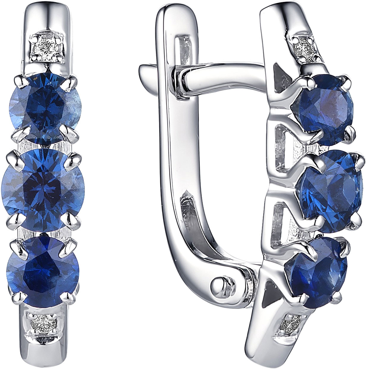 

Серьги женские АЛЬКОР 23208-202 из белого золота, сапфир/бриллиант, 23208-202