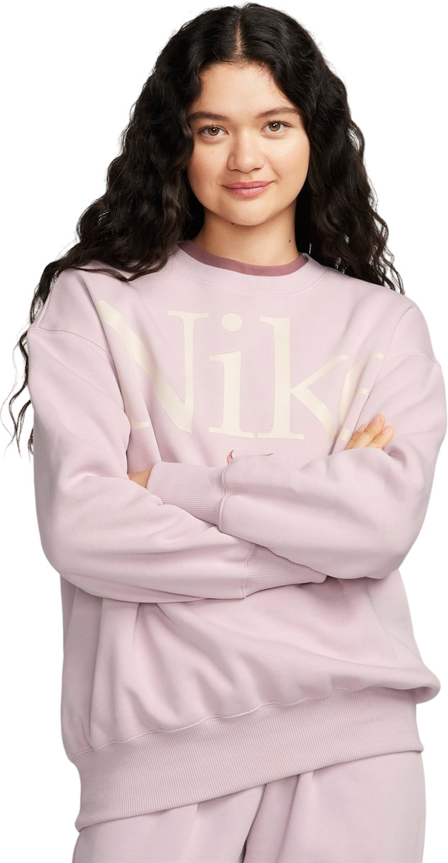 Свитшот женский Nike W NSW PHNX FLC OS LOGO CREW розовый XS