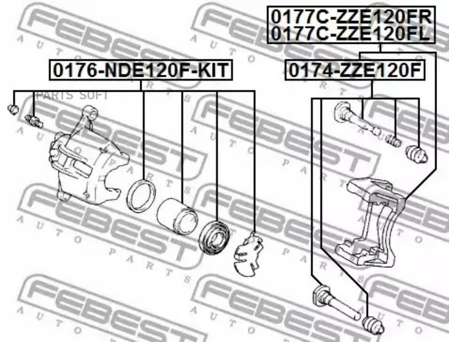 

Скоба переднего левого тормозного суппорта TOYOTA COROLLA 5D ZZE122 2001.10-2007.02 FEBEST