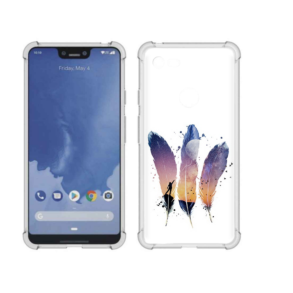

Чехол MyPads Tocco для Google Pixel 3 XL небесные перья, Прозрачный, Tocco