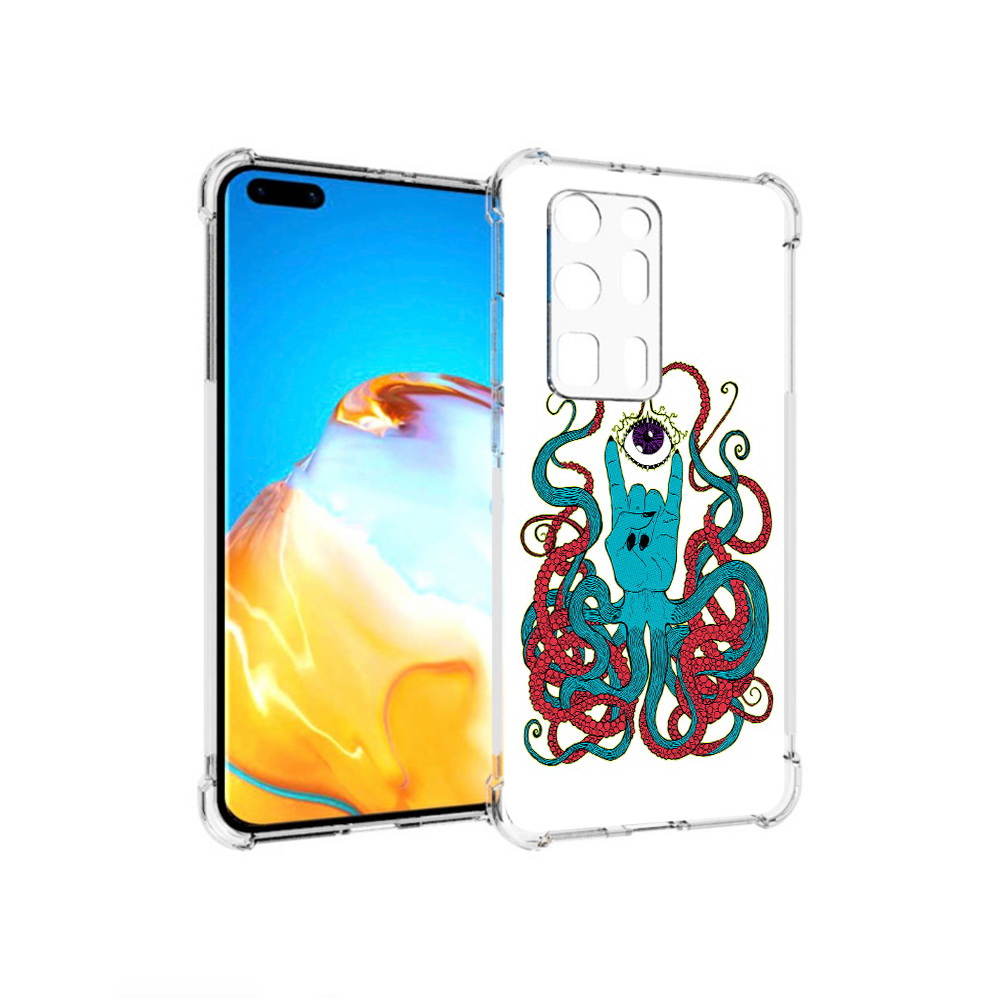 

Чехол MyPads Tocco для Huawei P40 Pro+ осьминог-рука абстракция, Прозрачный, Tocco
