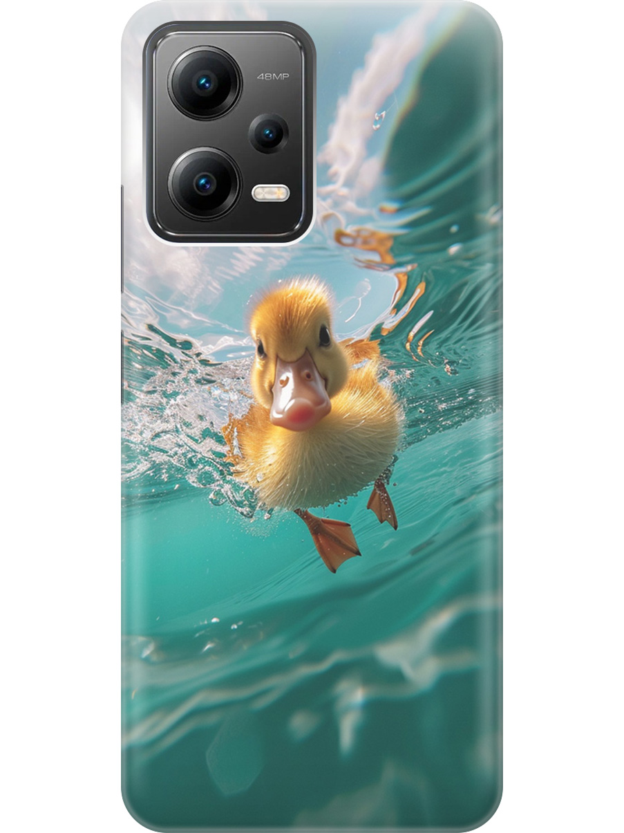 

Силиконовый чехол на Xiaomi Poco X5 5G с принтом "Подводный утенок", Прозрачный;голубой;желтый, 767959612