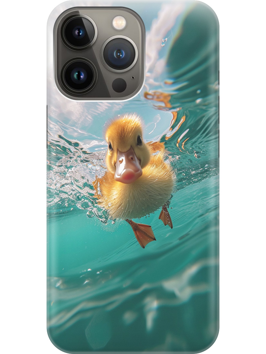 

Силиконовый чехол на Apple iPhone 14 Pro Max с принтом "Подводный утенок", Прозрачный;голубой;желтый, 745400812
