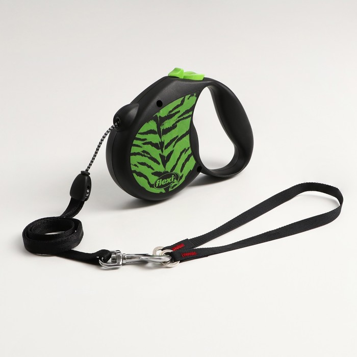

Рулетка для выгула собак Flexi Safari трос, green Tiger, р M до 20 кг, 5 м