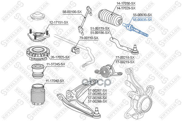 

55-00035-Sx_тяга Рулевая Honda Civic Vii 06> Stellox арт. 5500035SX