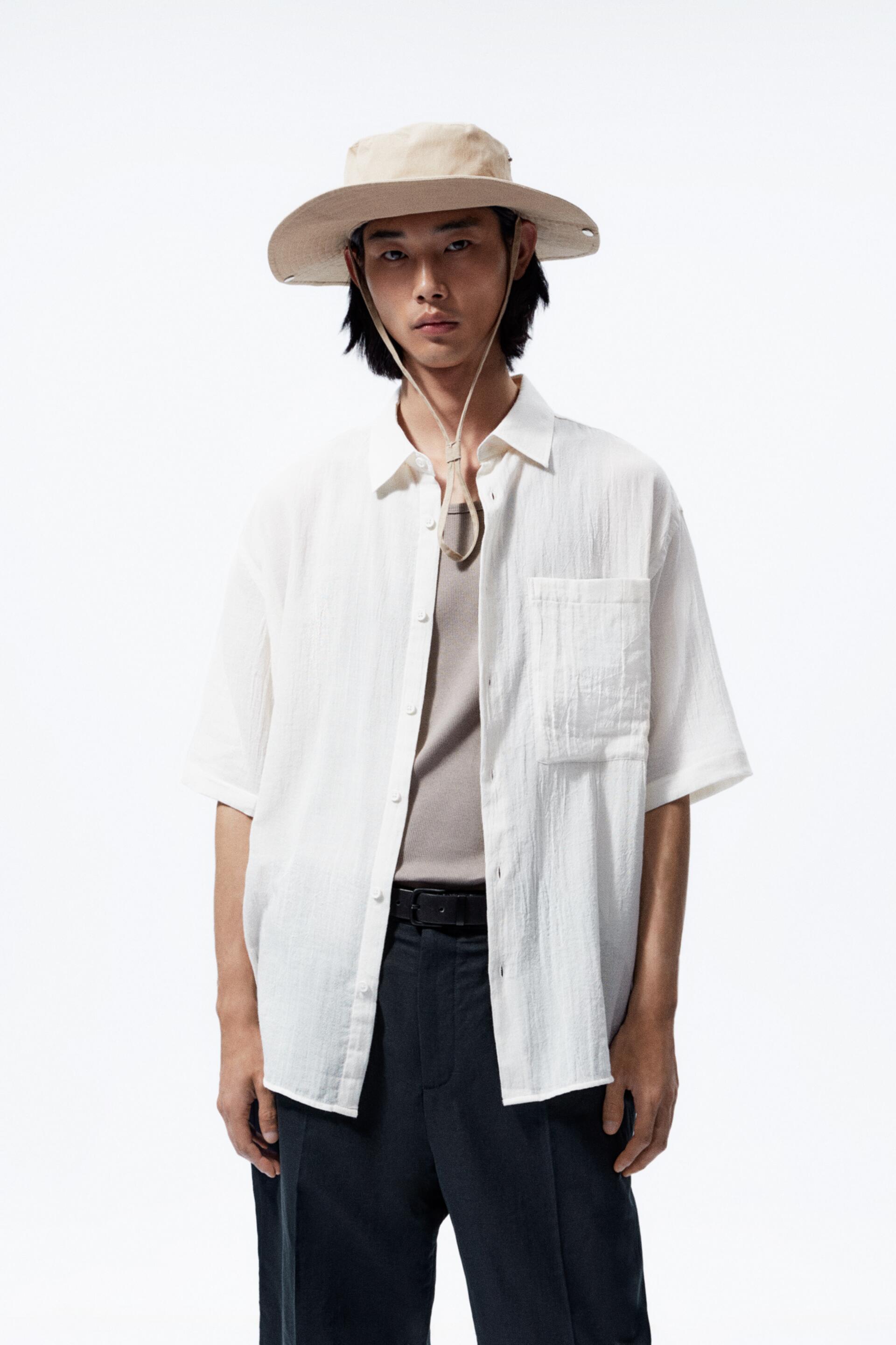 

Рубашка мужская ZARA 01608304 бежевая XL, 01608304