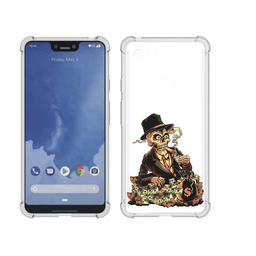 

Чехол MyPads Tocco для Google Pixel 3 XL нарисованный череп с сигаретой, Прозрачный, Tocco