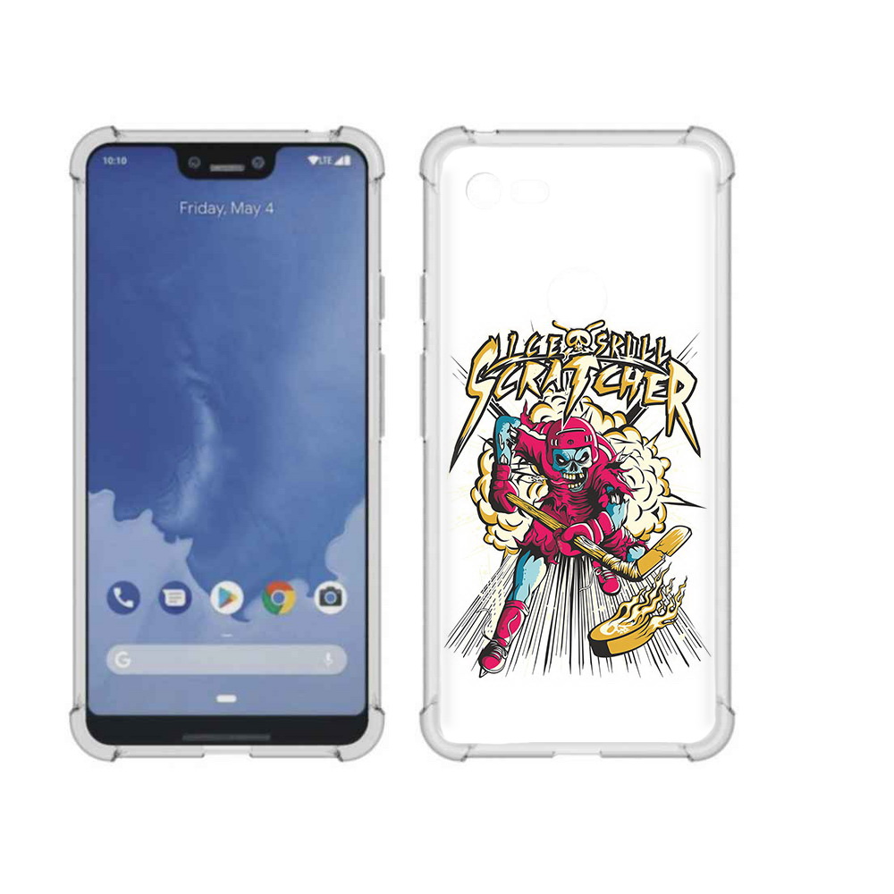 

Чехол MyPads Tocco для Google Pixel 3 XL нарисованный скелет хоккеист, Прозрачный, Tocco