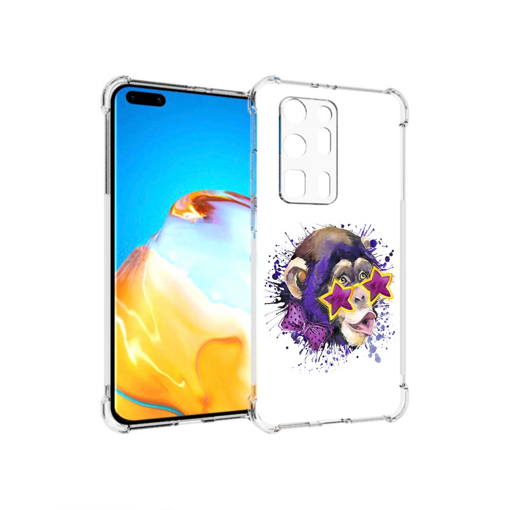 

Чехол MyPads Tocco для Huawei P40 Pro+ обезьяна в очках, Прозрачный, Tocco