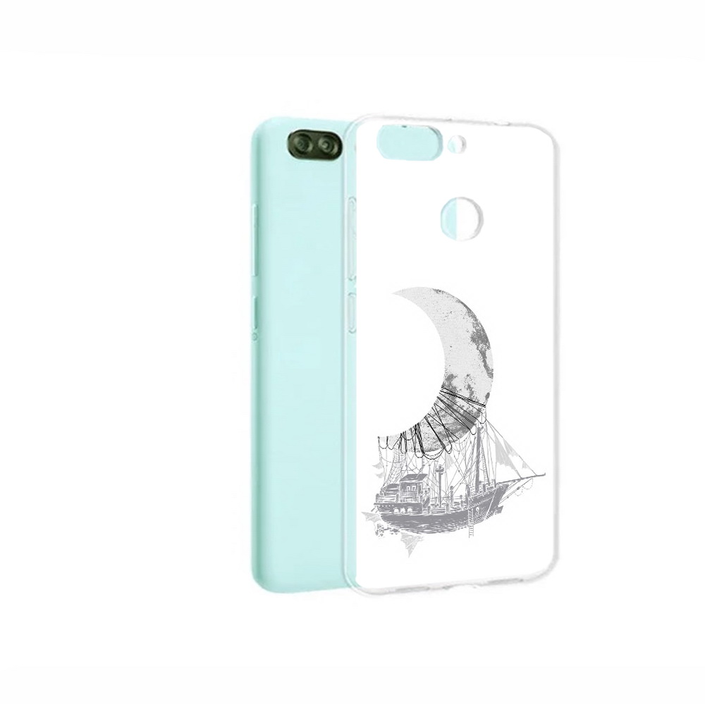 Чехол MyPads Tocco для ZTE Blade V9 Vita черно белый корабль полумесяц (PT136572.445.684)