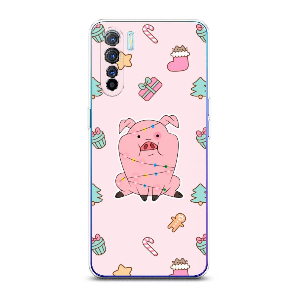 

Чехол на Oppo A91 "Розовая свинка", Розовый;зеленый, 252450-5