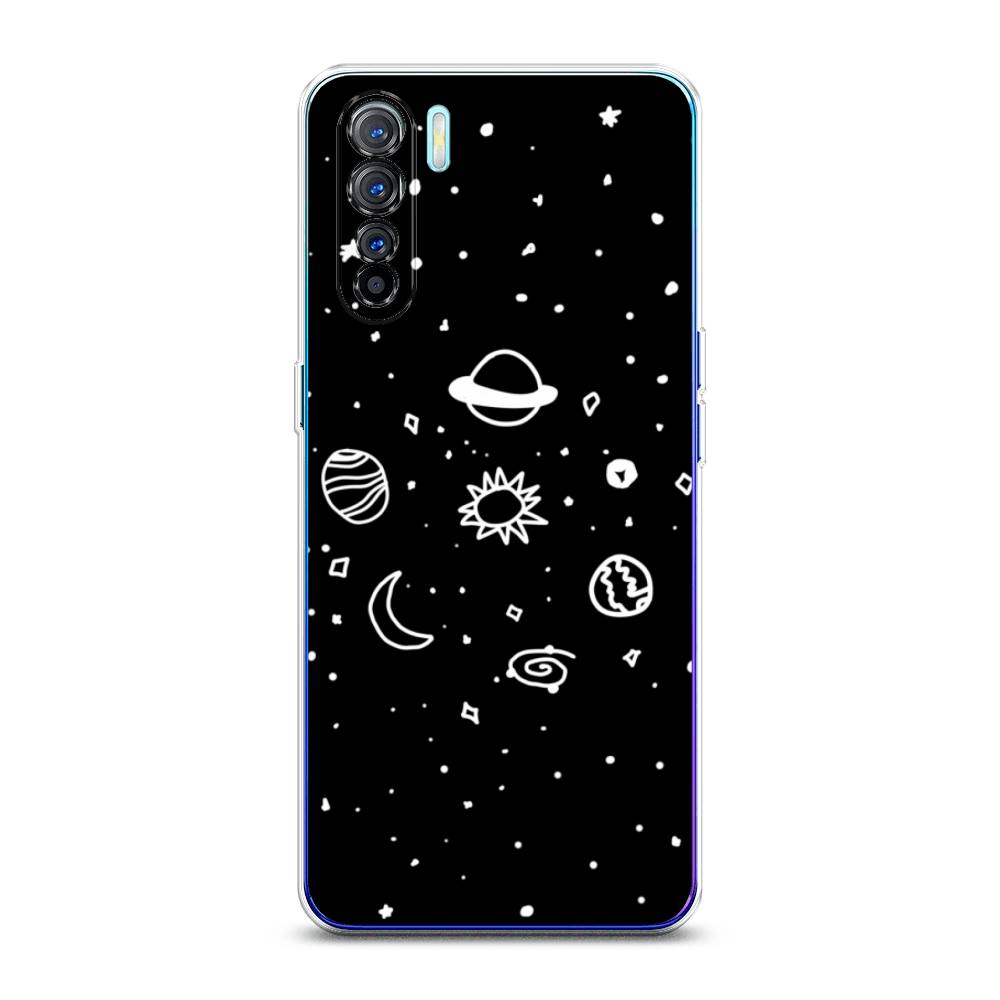 

Чехол на Oppo A91 "Дудл солнечной системы", Бежевый;серый, 252450-2