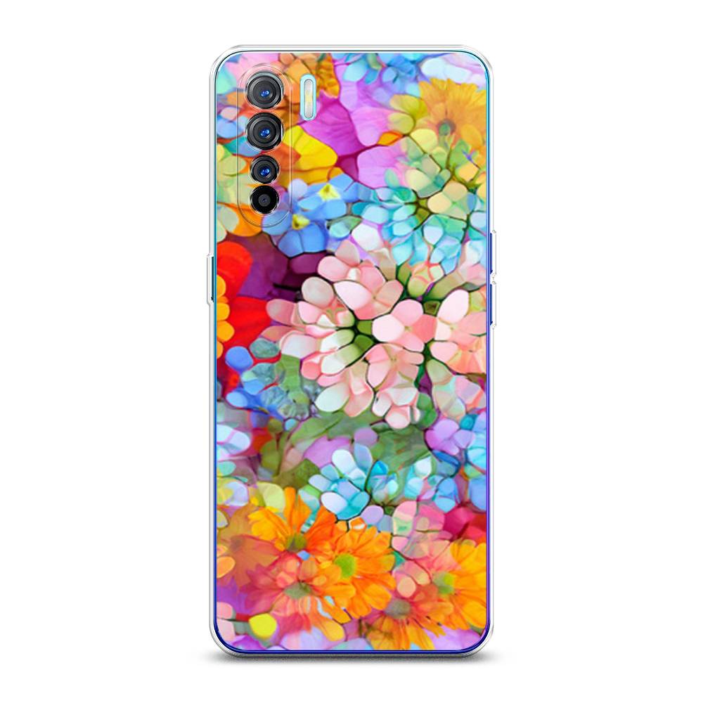 

Чехол на Oppo A91 "Цветы витраж", Оранжевый;розовый;голубой, 252450-3