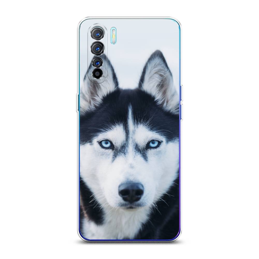 

Чехол на Oppo A91 "Хаски 2", Синий;белый, 252450-1