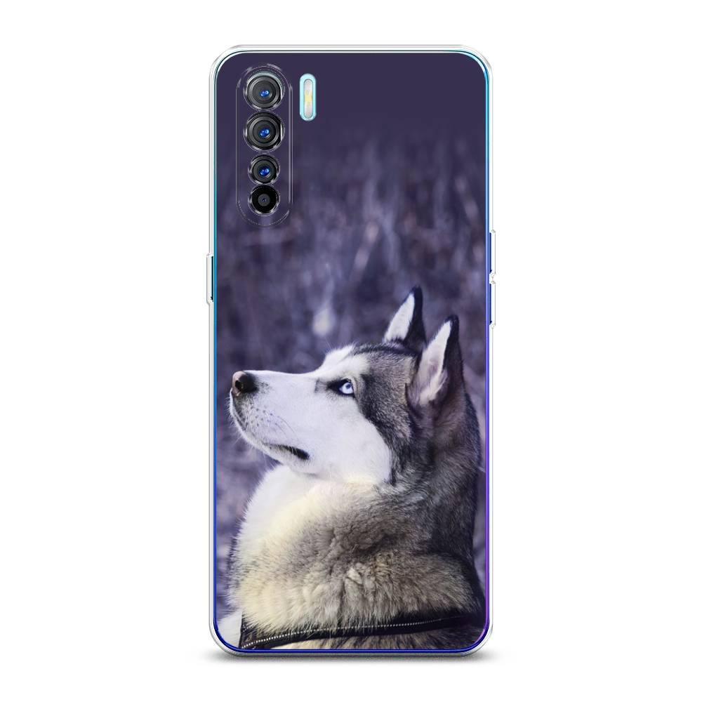 

Чехол на Oppo A91 "Хаски 1", Фиолетовый;белый, 252450-1