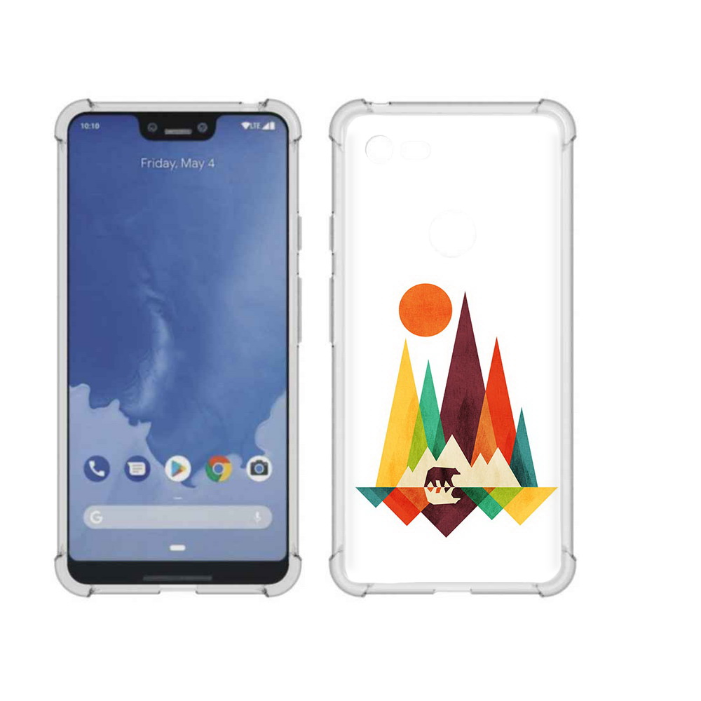 

Чехол MyPads Tocco для Google Pixel 3 XL нарисованные горы с медведем, Прозрачный, Tocco