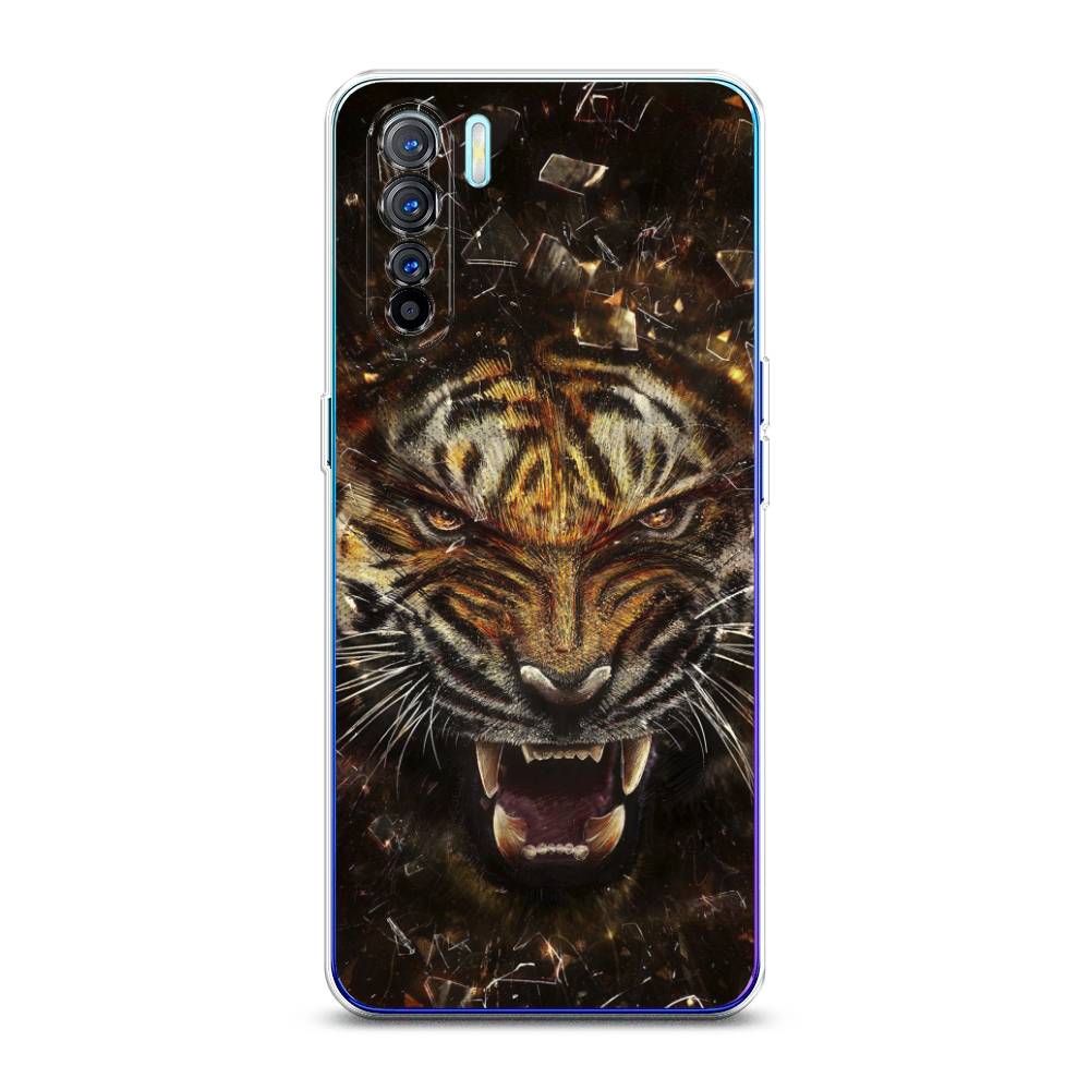 

Чехол на Oppo A91 "Тигр осколки", Оранжевый;серый;черный, 252450-1