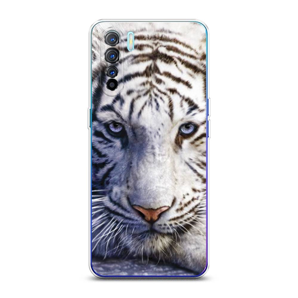 

Чехол на Oppo A91 "Бенгальский тигр", Коричневый;белый, 252450-1