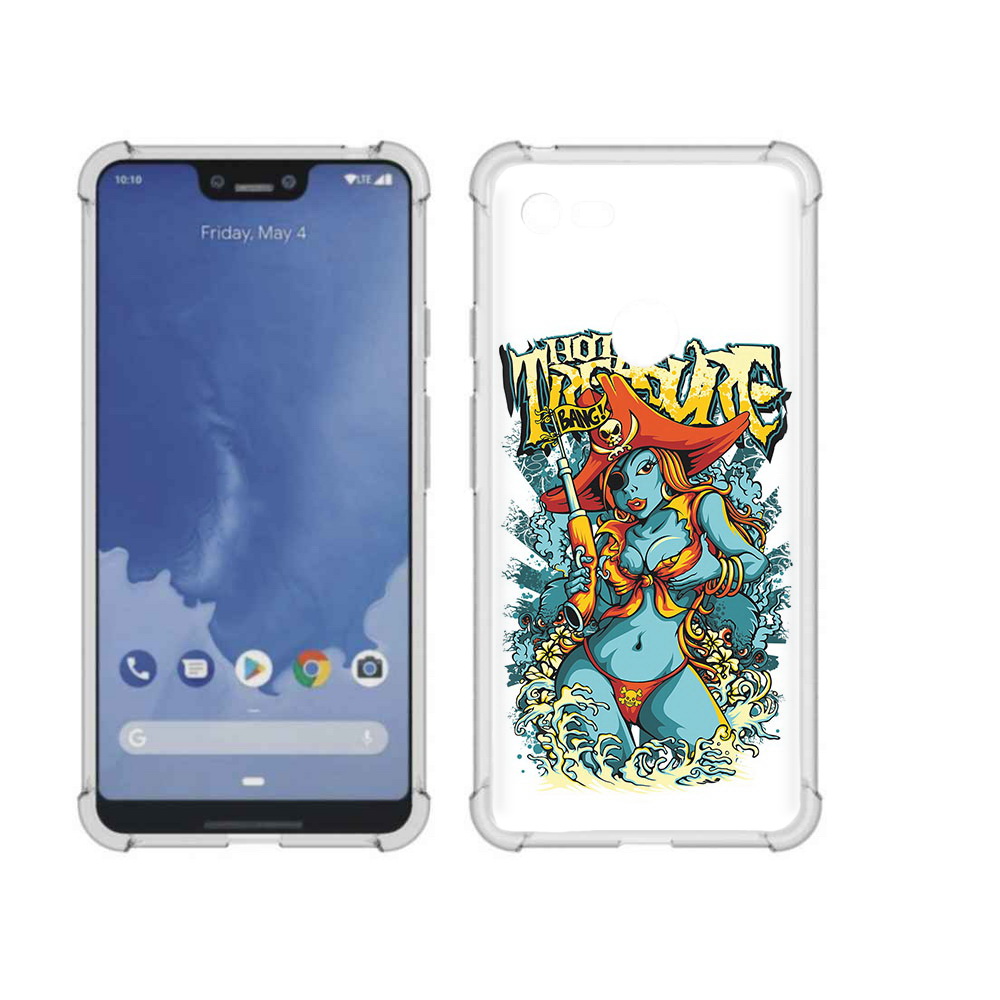 Чехол MyPads Tocco для Google Pixel 3 XL нарисованная синяя девушка комикс