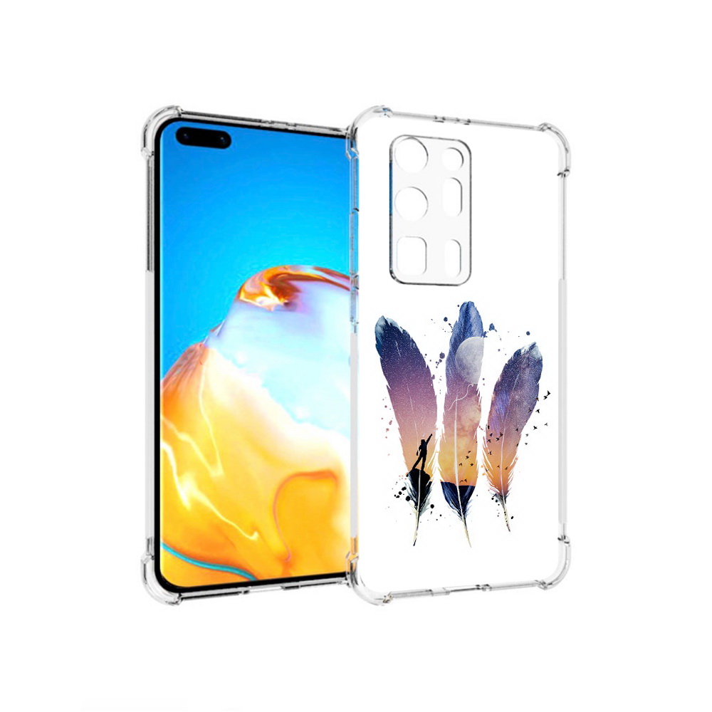 

Чехол MyPads Tocco для Huawei P40 Pro+ небесные перья, Прозрачный, Tocco