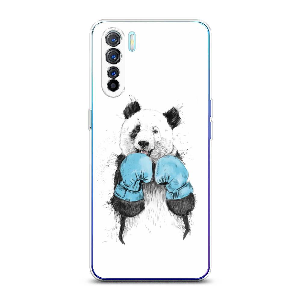 

Чехол на Oppo A91 "Панда боксер", Голубой;белый;серый, 252450-1
