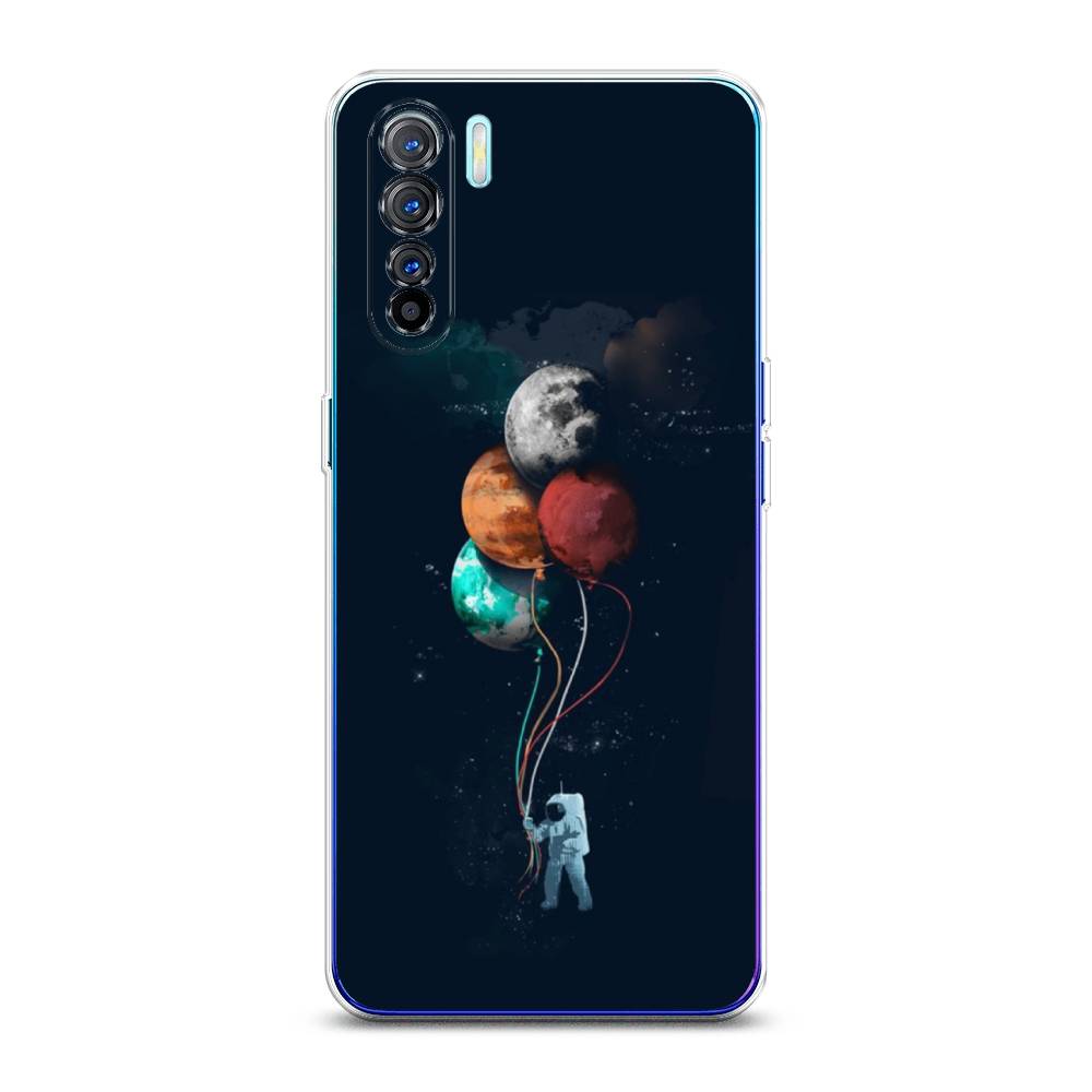 

Чехол на Oppo A91 "Космонавт с шариками", Разноцветный, 252450-4