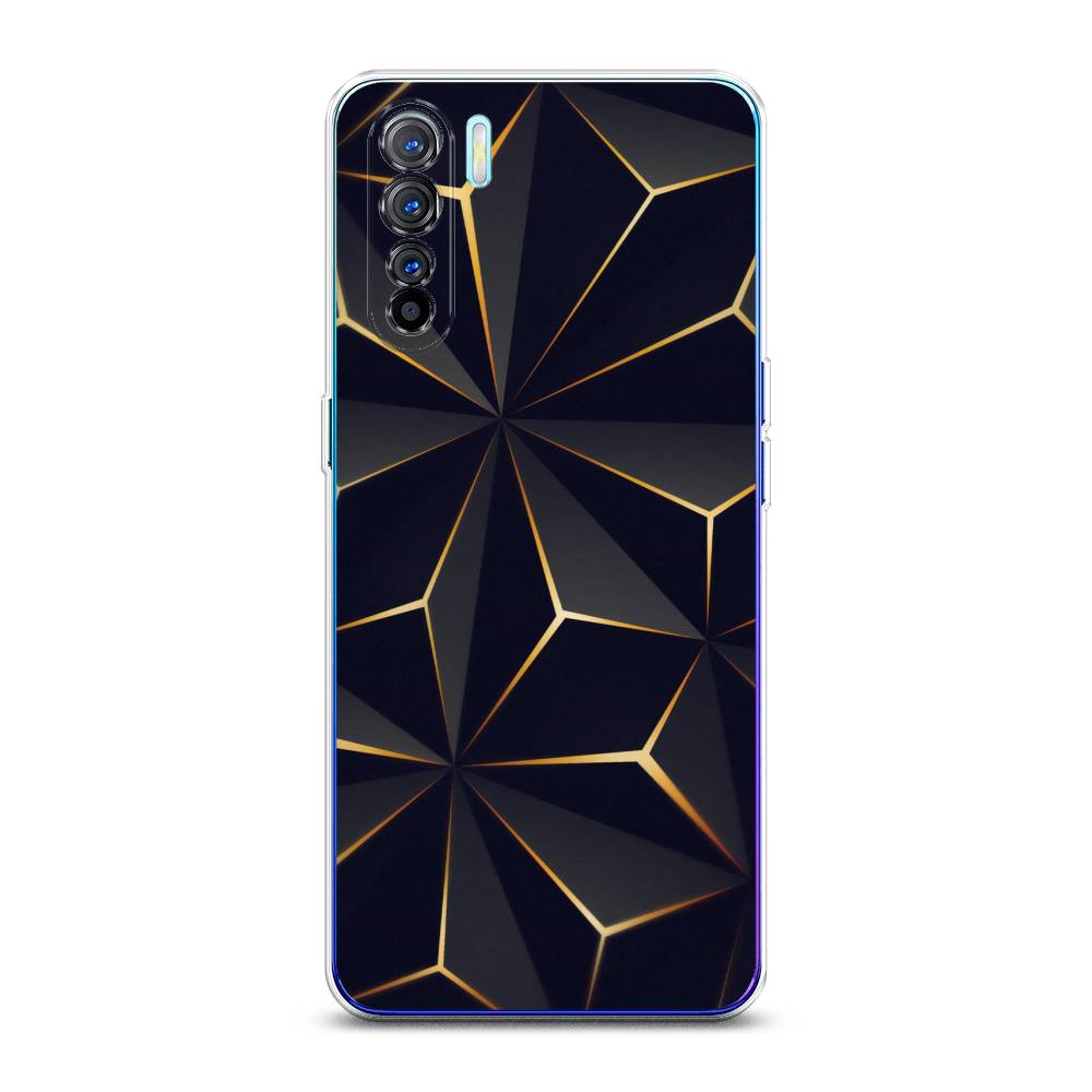 

Чехол на Oppo A91 "Черные полигоны", Золотистый;черный, 252450-3