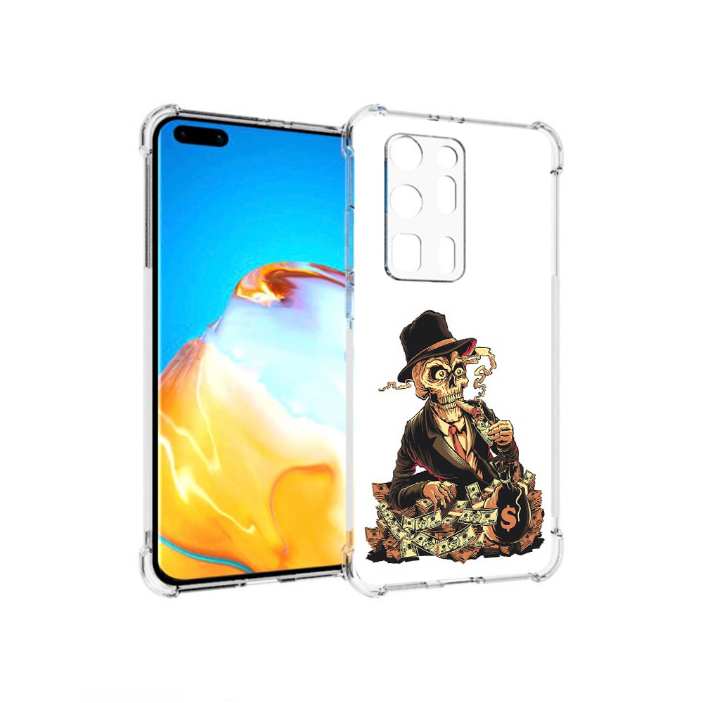 

Чехол MyPads Tocco для Huawei P40 Pro+ нарисованный череп с сигаретой, Прозрачный, Tocco