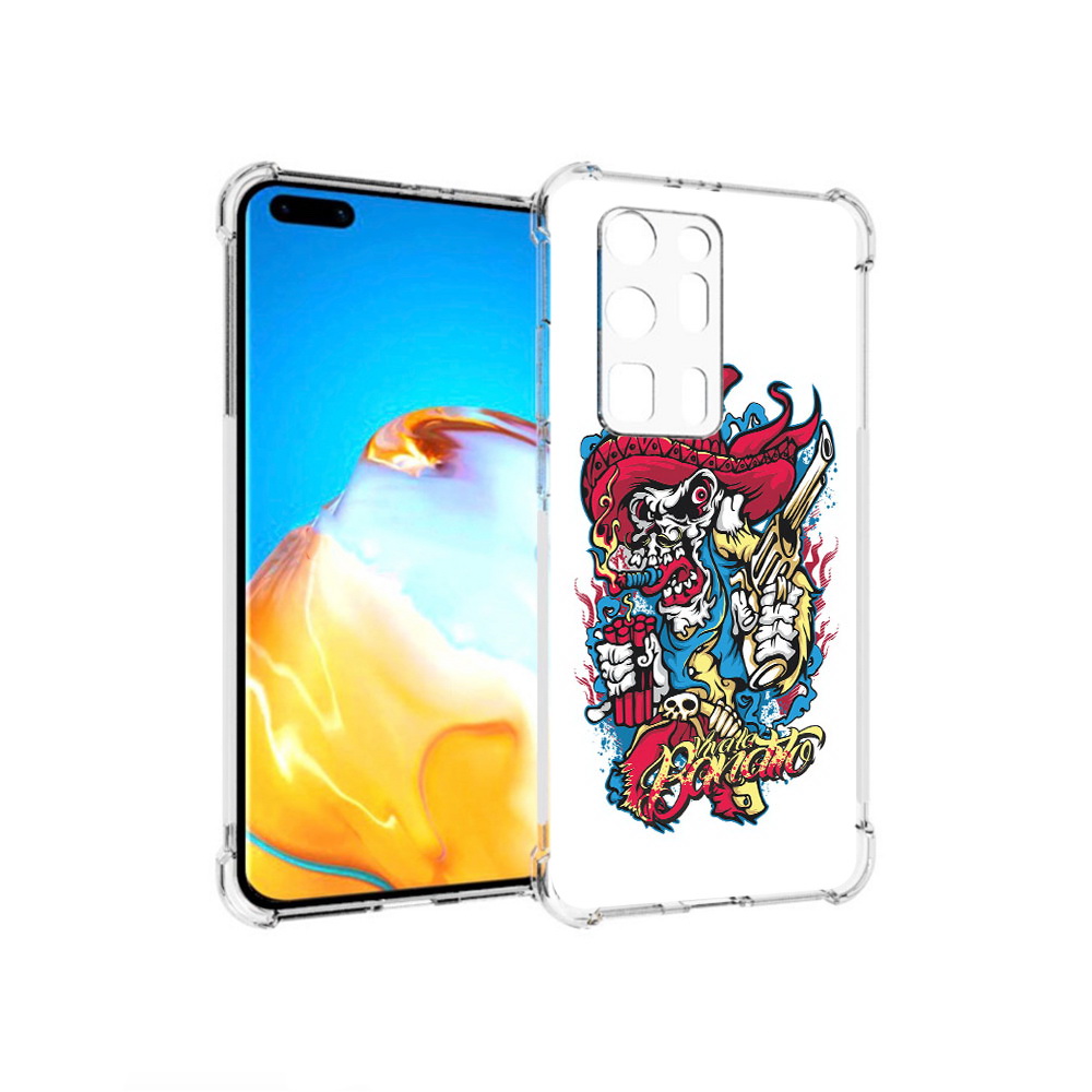 

Чехол MyPads Tocco для Huawei P40 Pro+ нарисованный скелет с писталетом, Прозрачный, Tocco