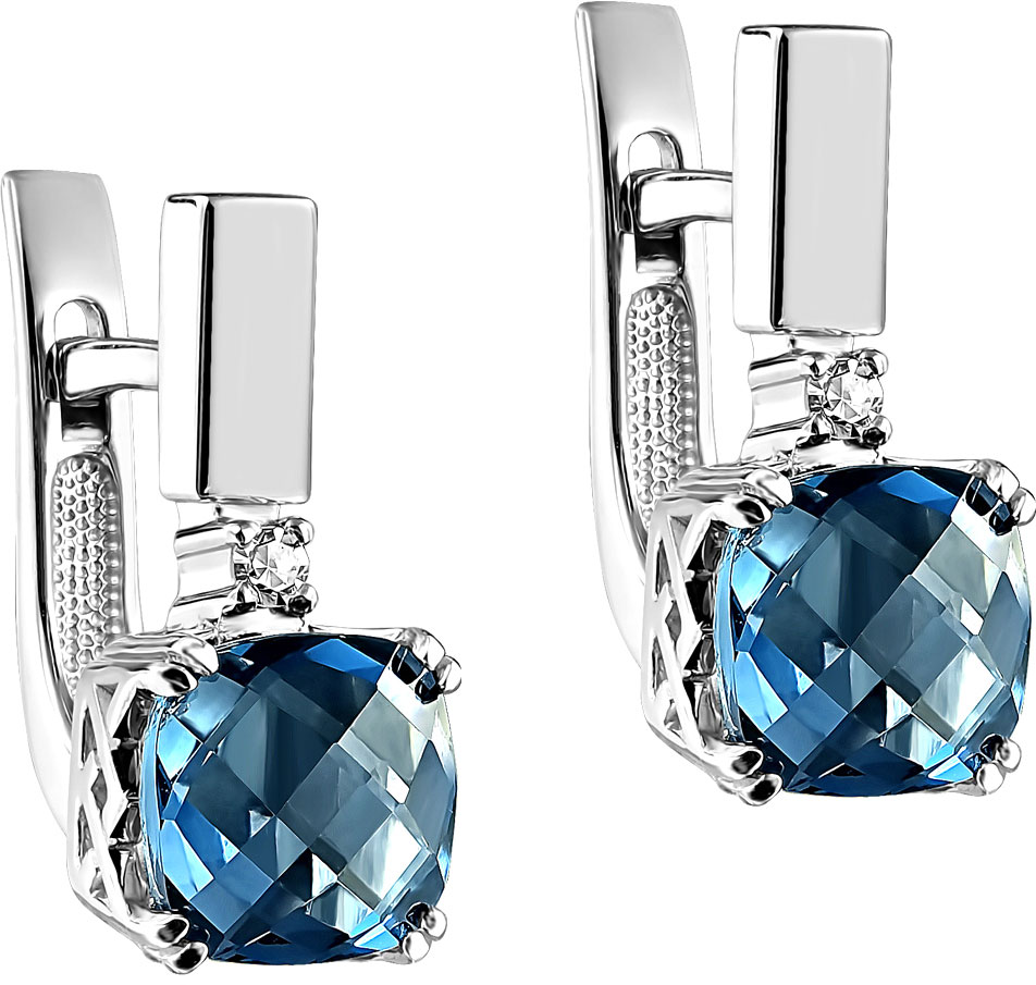 

Серьги женские Kabarovsky 12-11117-2300 из белого золота, топаз/бриллиант, 12-11117-2300