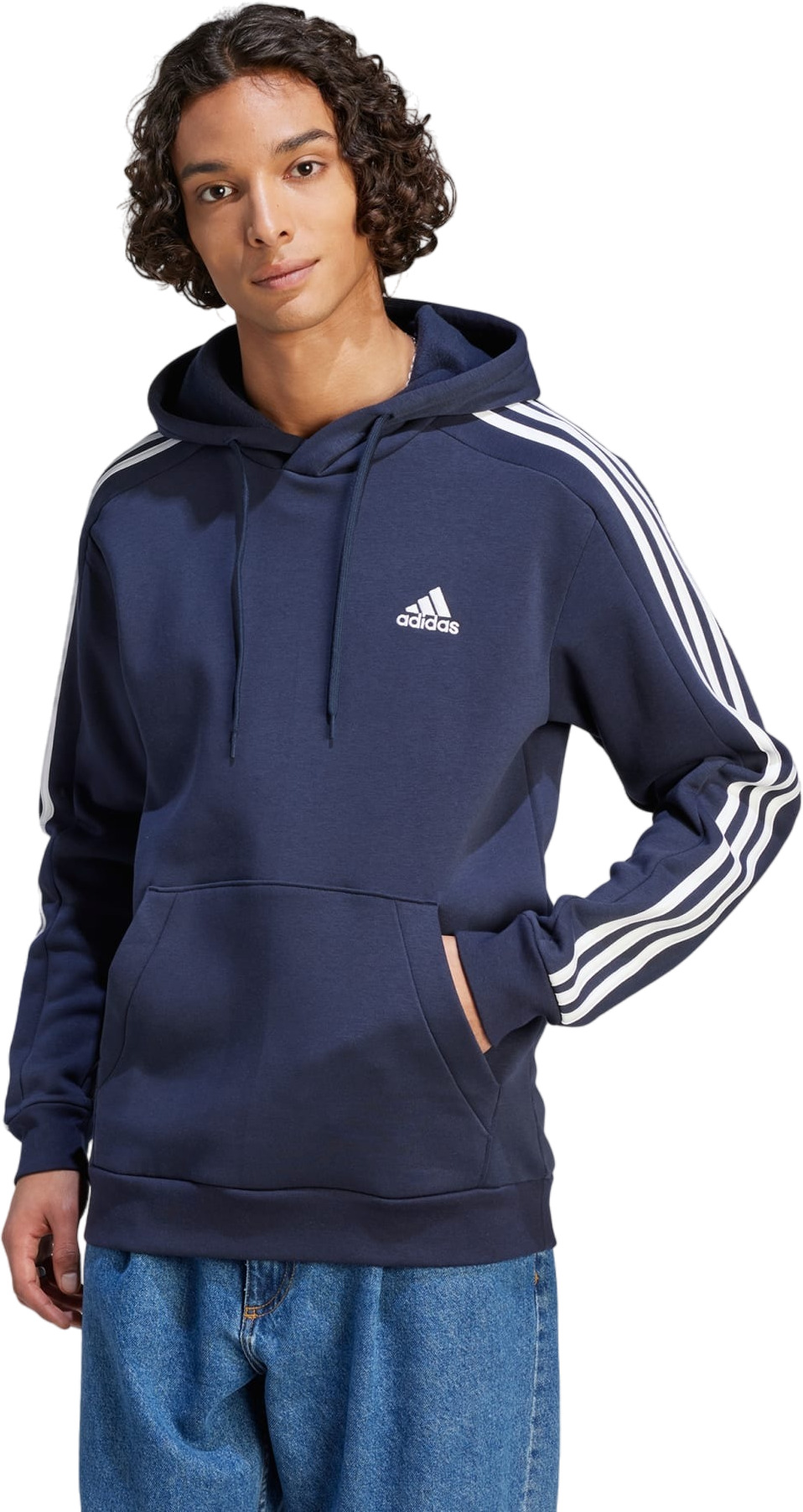 Худи мужское Adidas M 3S FL HD синее 2XL