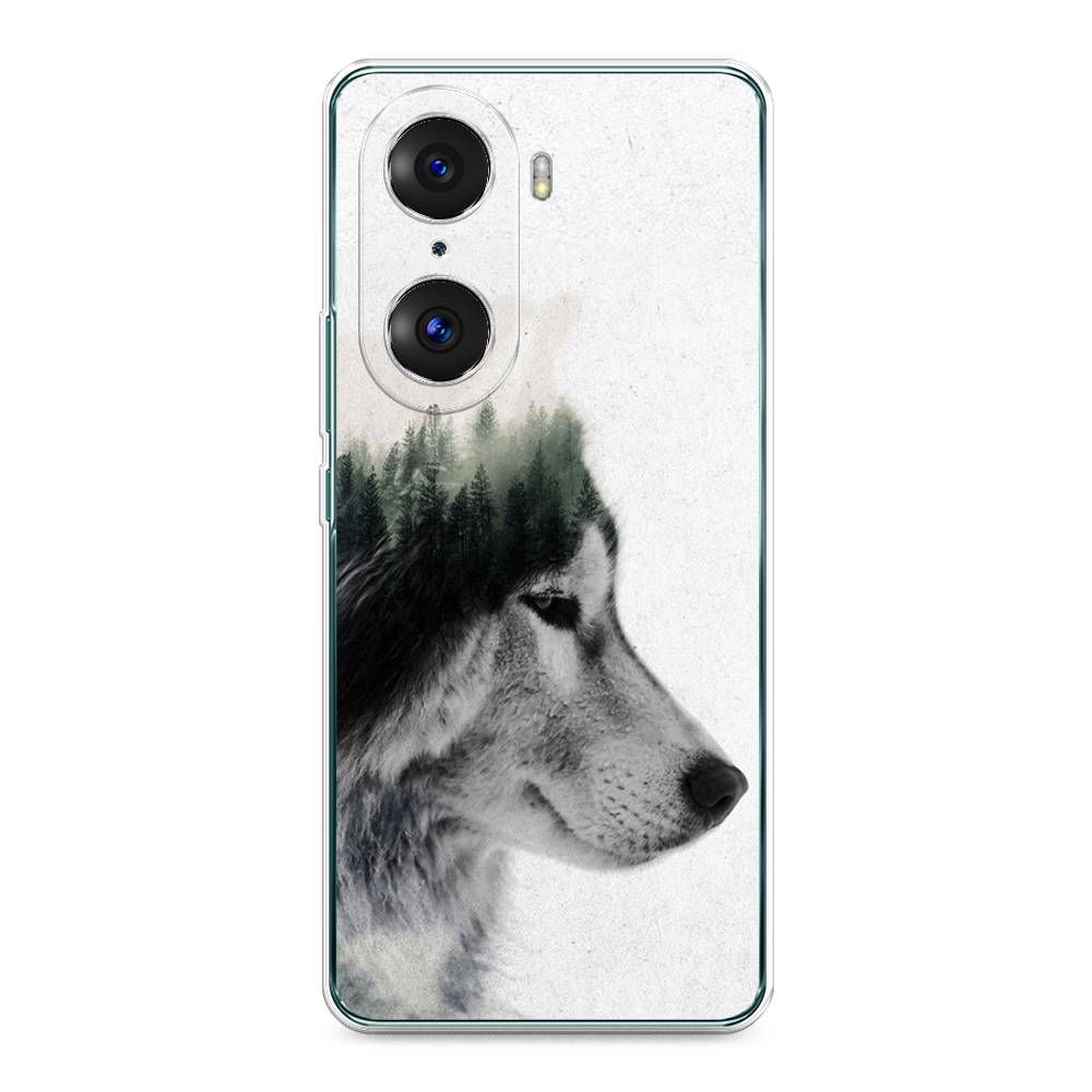 

Чехол на Honor 60 Pro "Волк лес", Серый;белый, 6106750-1