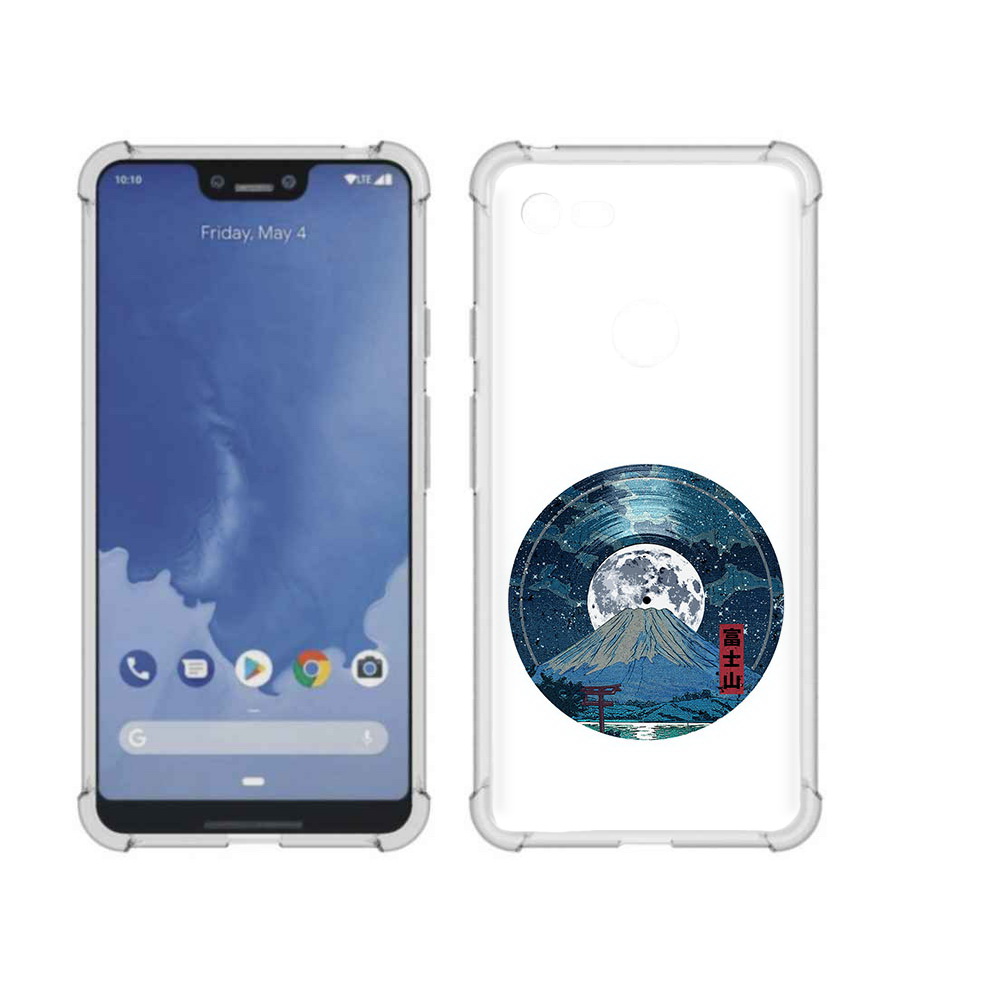 

Чехол MyPads Tocco для Google Pixel 3 XL нарисованная виниловая гора с луной, Прозрачный, Tocco