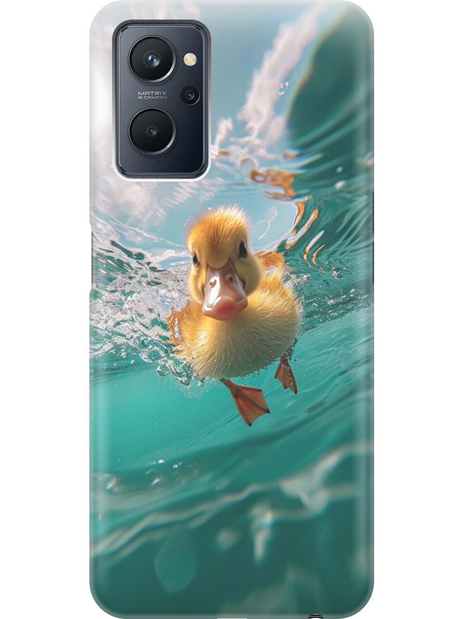 

Силиконовый чехол на Realme 9i с принтом "Подводный утенок", Прозрачный;голубой;желтый, 740189412