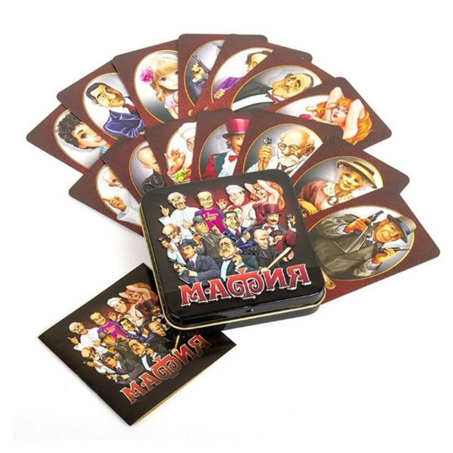 

Настольная игра карточная Мафия (жестяная коробочка)