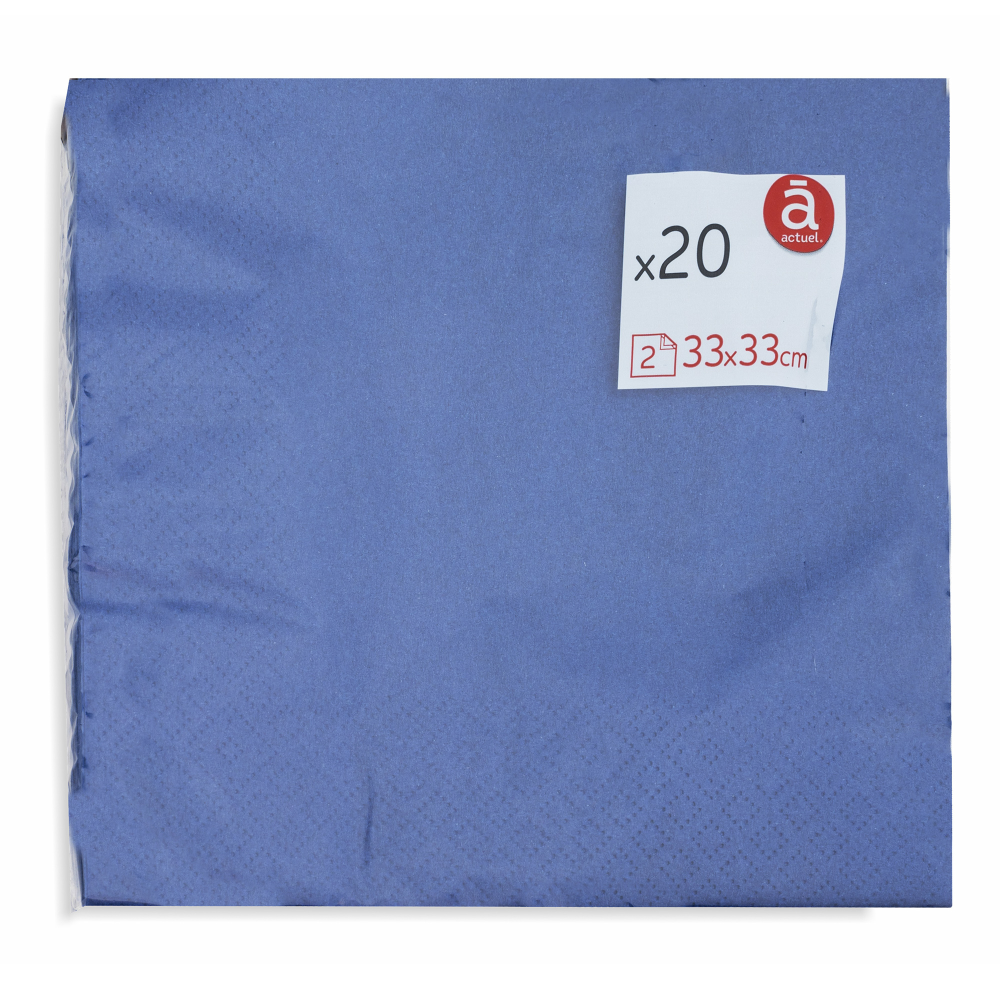 Салфетки бумажные Actuel двухслойные 33 х 33 см синие 20 шт