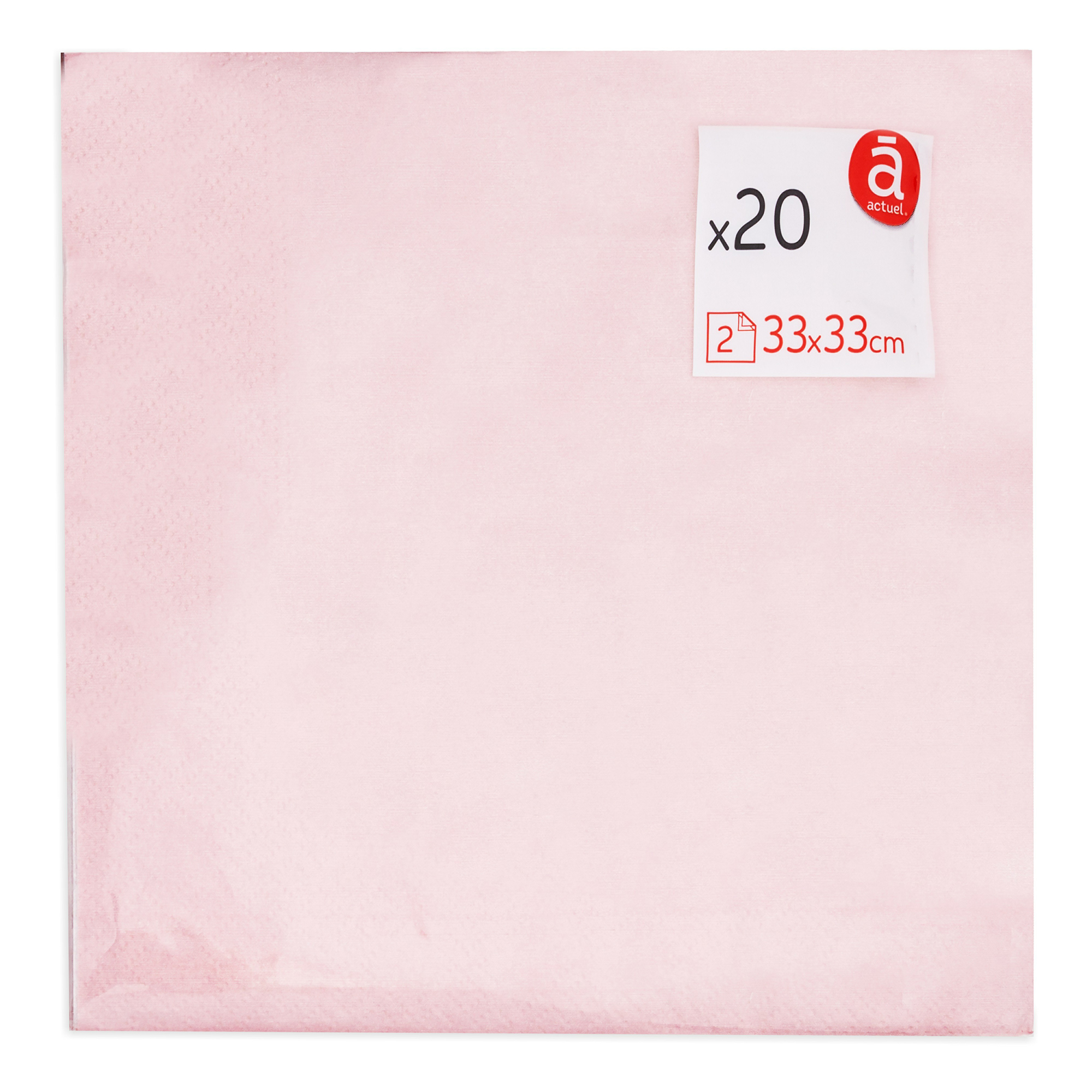 Салфетки бумажные Actuel двухслойные 33 x 33 см розовые 20 шт