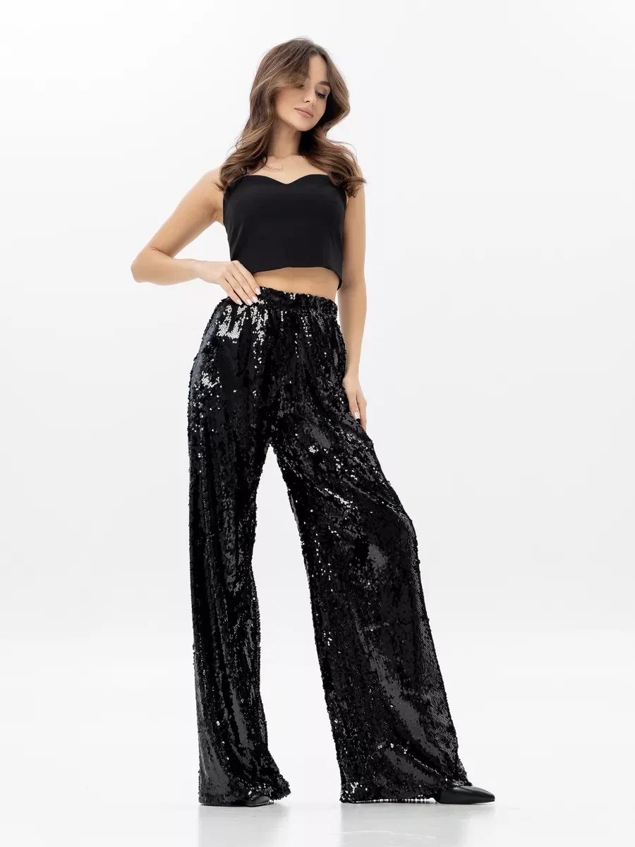 

Брюки женские Bold Babe ПА-1520 черные 44 RU, Черный, металлик