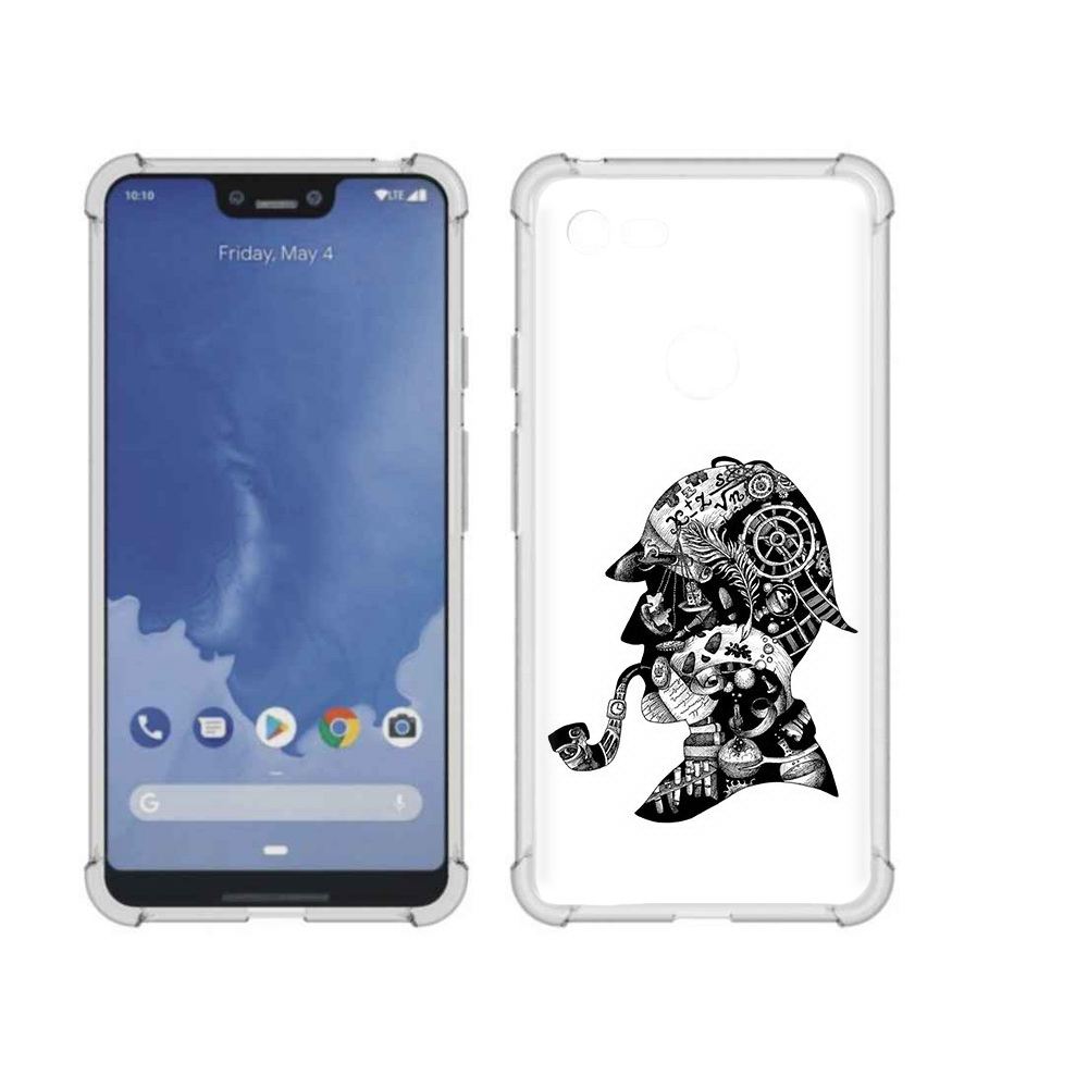 

Чехол MyPads Tocco для Google Pixel 3 XL мужчина с трубкой абстракция, Прозрачный, Tocco