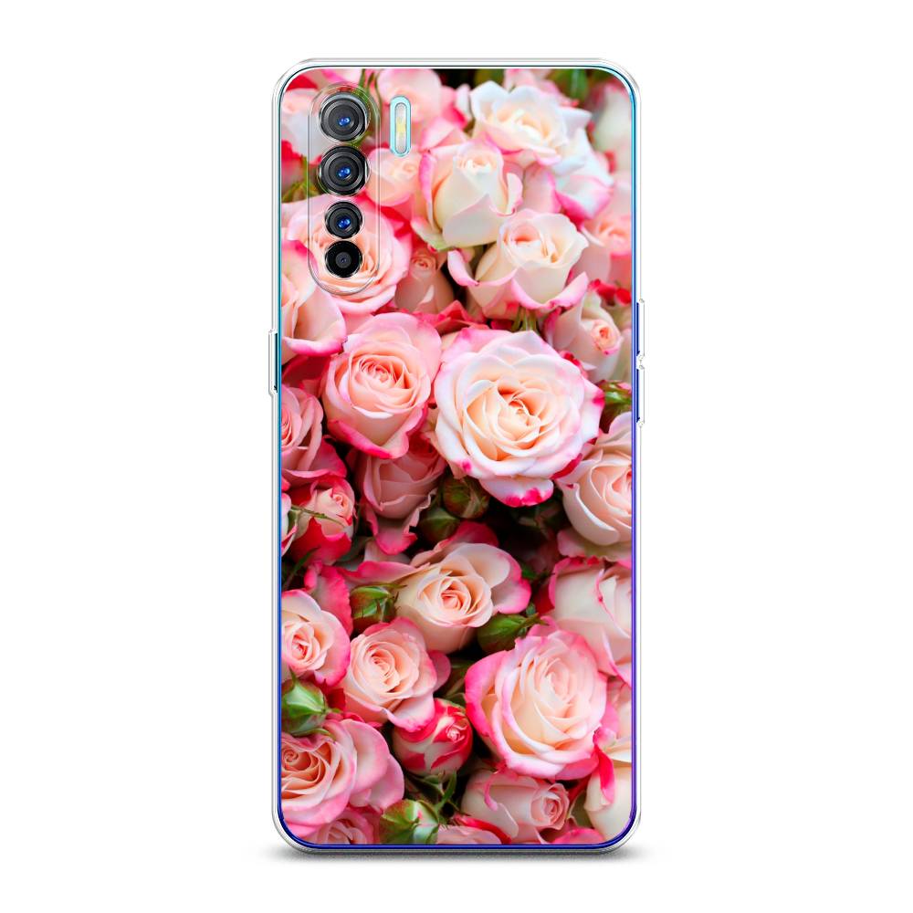 

Чехол на Oppo A91 "Много роз", Розовый, 252450-2
