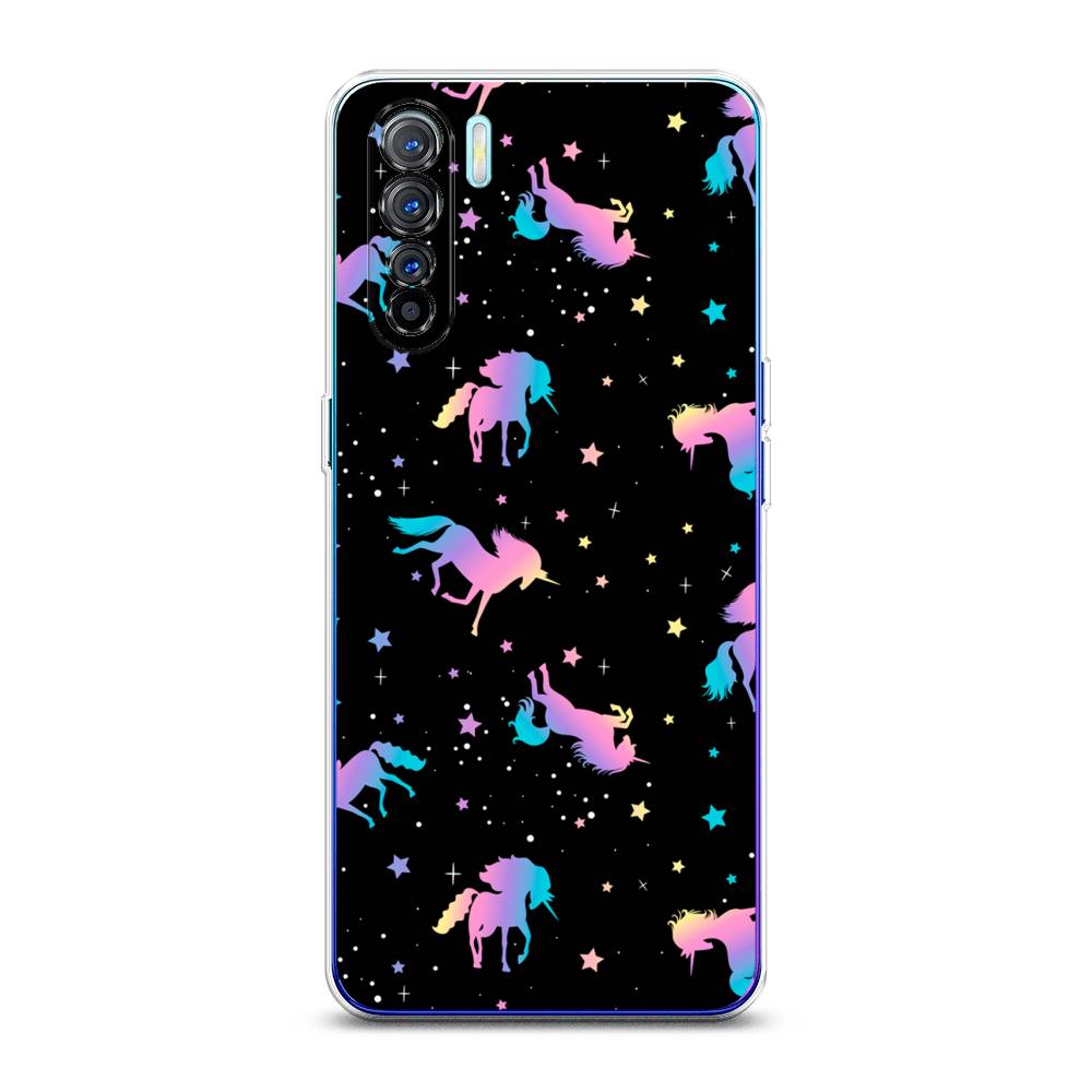 

Чехол на Oppo A91 "Единороги градиент", Черный;розовый;голубой, 252450-1