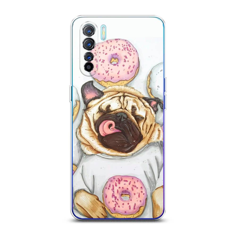 

Чехол на Oppo A91 "Счастливый мопс", Розовый;бежевый;коричневый, 252450-1