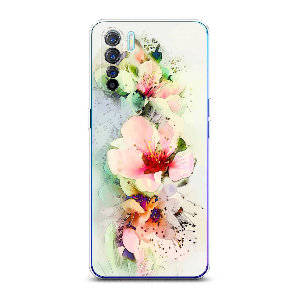 

Чехол на Oppo A91 "Нежные цветы", Зеленый;розовый, 252450-2